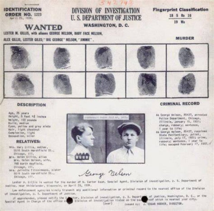 Baby Face Nelson Identification Order