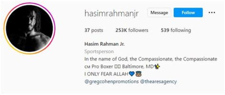Hasim Rahman Jr IG handle