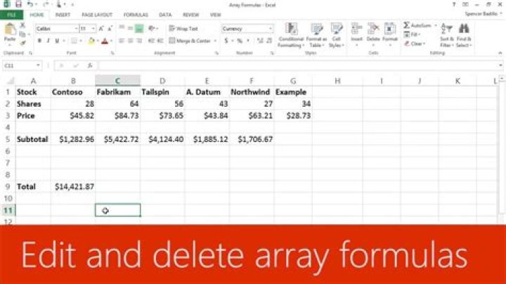 How to delete an array in excel