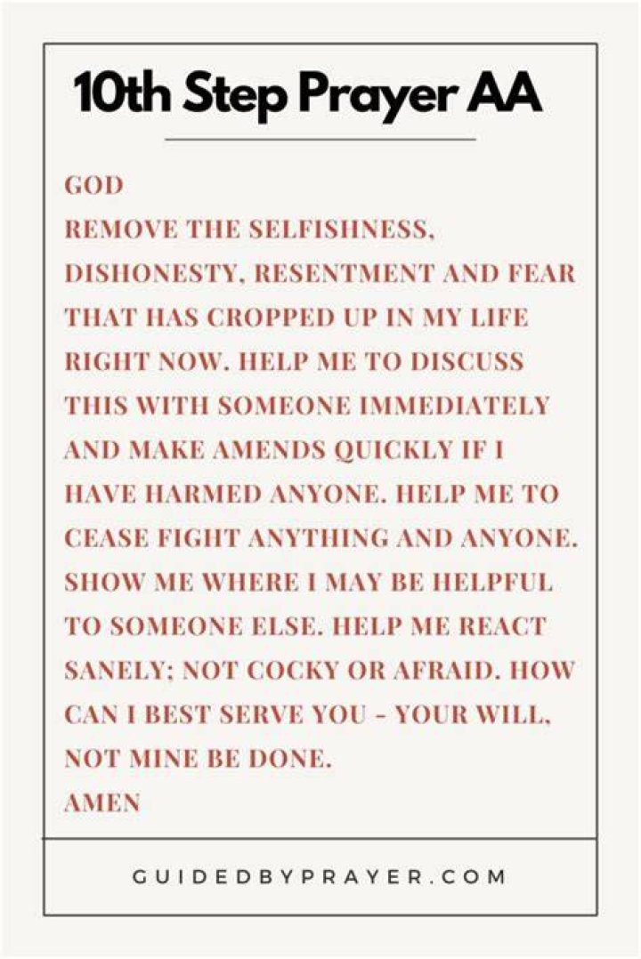 What is the 10th step prayer
