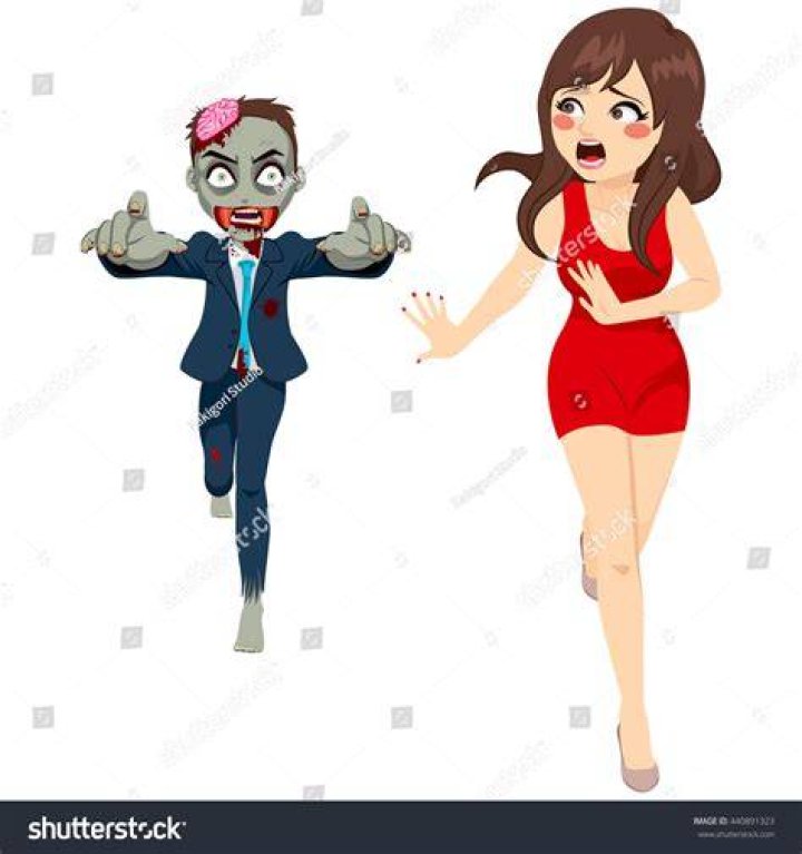 Woman Running From Zombie